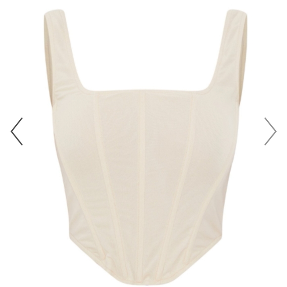 Prettylittlething cream mash corset long top NWT Size 6 - Picture 2 of 3